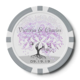 Heart Leaf Lavender Tree Vintage Wedding Pokerchips