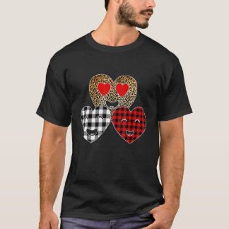 Heart Leopard Buffalo Karierte Paare Matching Happ T-Shirt