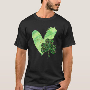 Heart Leopard C Kleeblatt Lucky St Patricks Day Ir T-Shirt