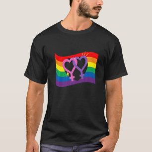 Heart Lesbian Lgbtq Gay Rights Proud Pride Rainbow T-Shirt