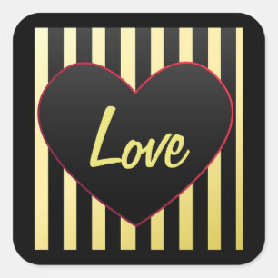 Heart "Liebe" und Stripes Square Aufkleber