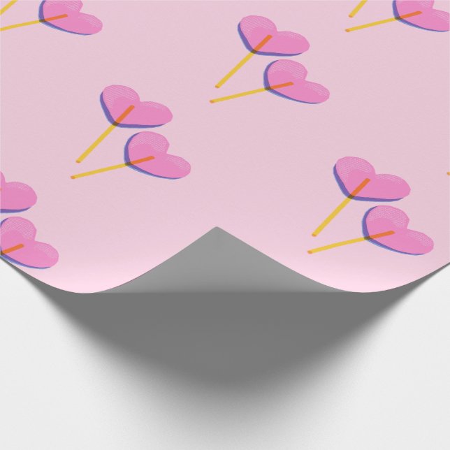 Heart Lillipop Pink Gift Geschenkpapier (Ecke)