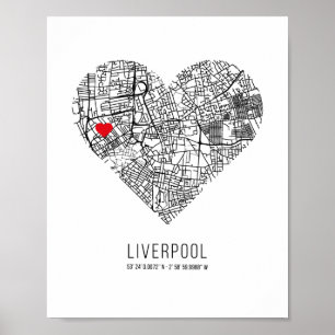 Heart Liverpool City Map (Vereinigtes Königreich) Poster