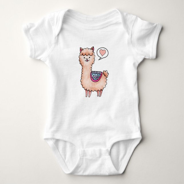Heart Llama Baby Strampler (Vorderseite)