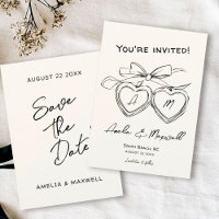 Heart Locket Niedlich Moderne Monogram Bow Wedding