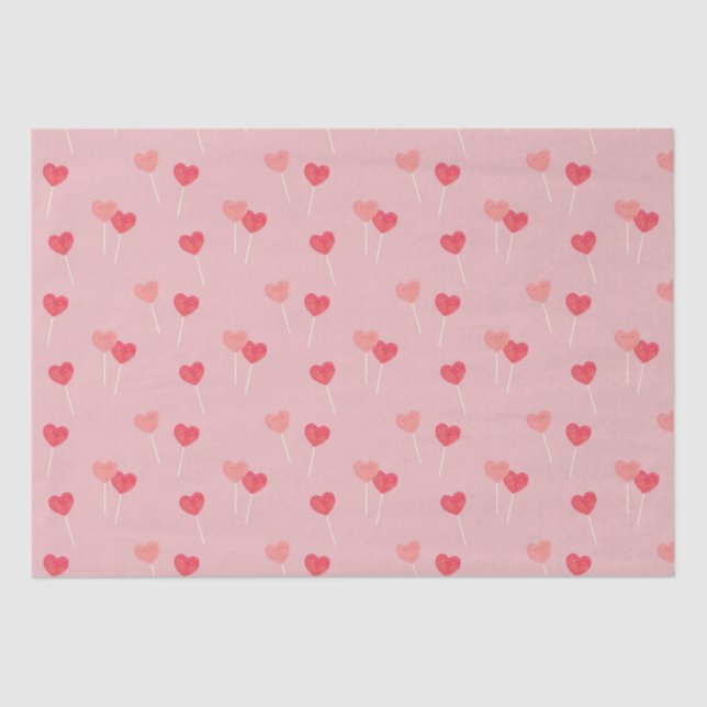 Heart Lollipop Valentine Liebe Tissue Paper Seidenpapier (Vorderseite)