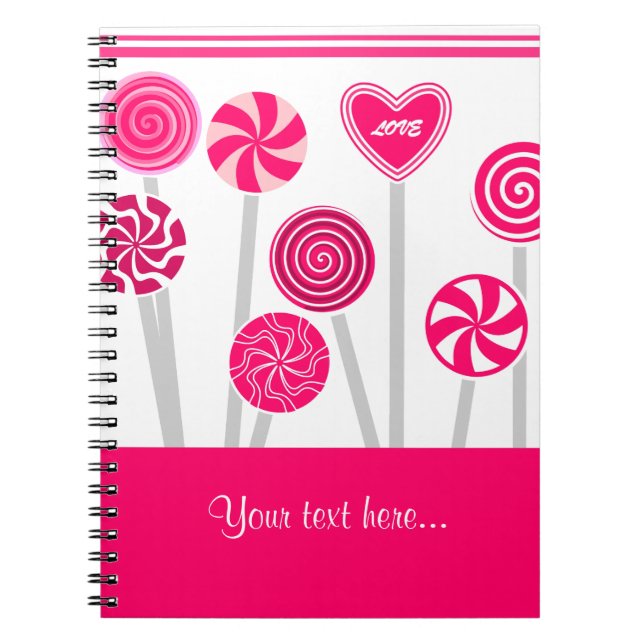 Heart Lollipops Design Notebook Notizblock (Vorderseite)