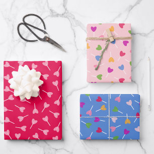 Heart Lollipops - Wrapping Paper Trio Geschenkpapier Set