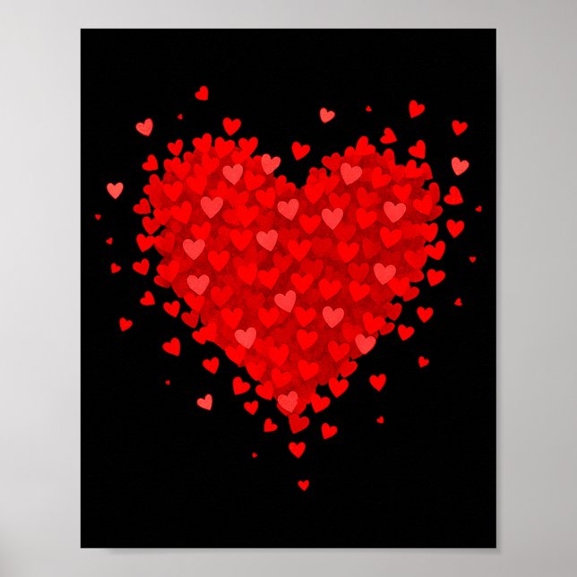 Heart Made Of Hearts Valentines Day Womens Teens G Poster (Vorne)