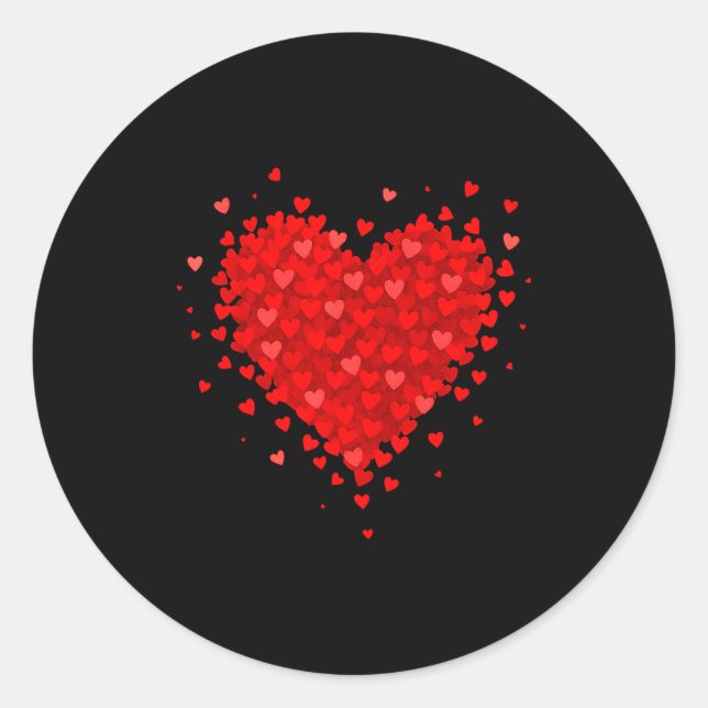 Heart Made Of Hearts Valentines Day Womens Teens G Runder Aufkleber (Vorderseite)