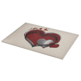 Heart Magic Beige Glass Cutting Board 38,1x27,9cm Schneidebrett