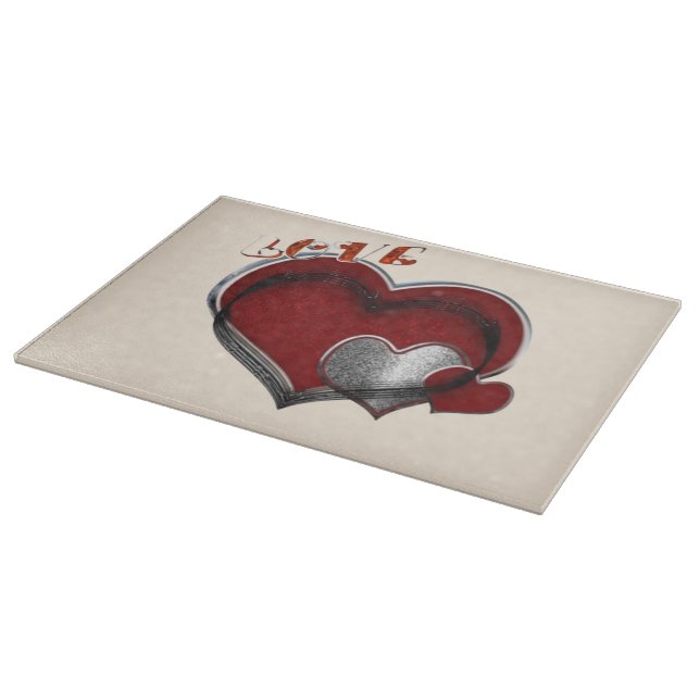 Heart Magic Beige Glass Cutting Board 38,1x27,9cm Schneidebrett (Ecke)