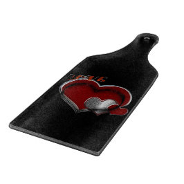 Heart Magic Black Glass Cutting Board Paddel Schneidebrett