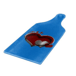 Heart Magic Blue Glass Cutting Board Paddel Schneidebrett