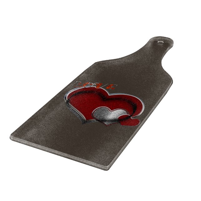 Heart Magic Brown Glass Cutting Board Paddel Schneidebrett (Ecke)