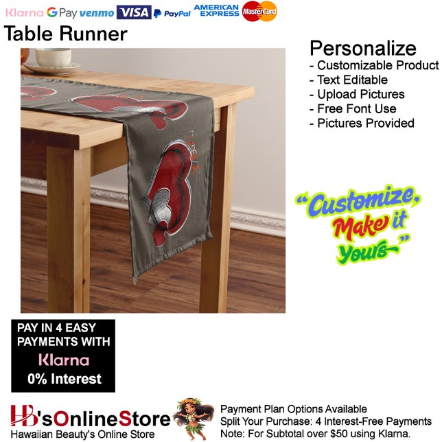 Heart Magic Brown Table Runner Haushaltswäsche Großer Tischläufer (Heart Magic Brown Table Runner Household Linen.)