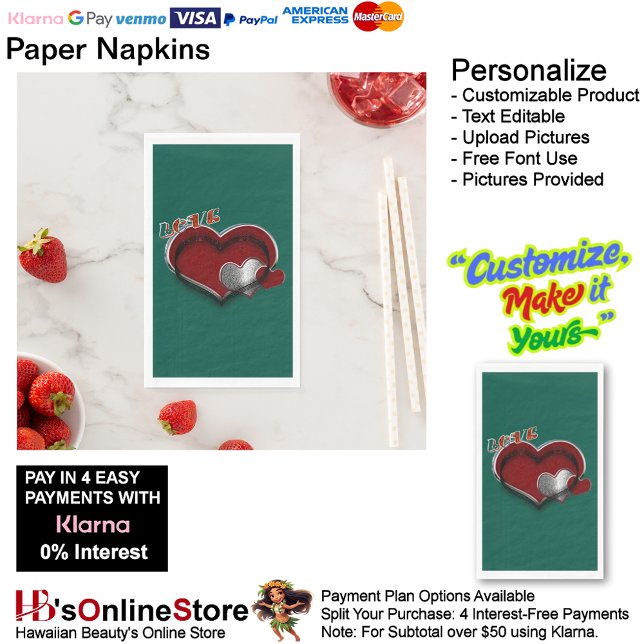 Heart Magic Dark Grünbuch Napkin Handtuch Serviette (Love Hearts Dark Green Paper Napkin Guest Towel.)