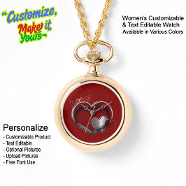 Heart Magic Gold Necklace Red Face Armbanduhr