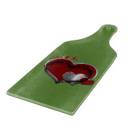 Heart Magic Green Glass Cutting Board Paddel Schneidebrett