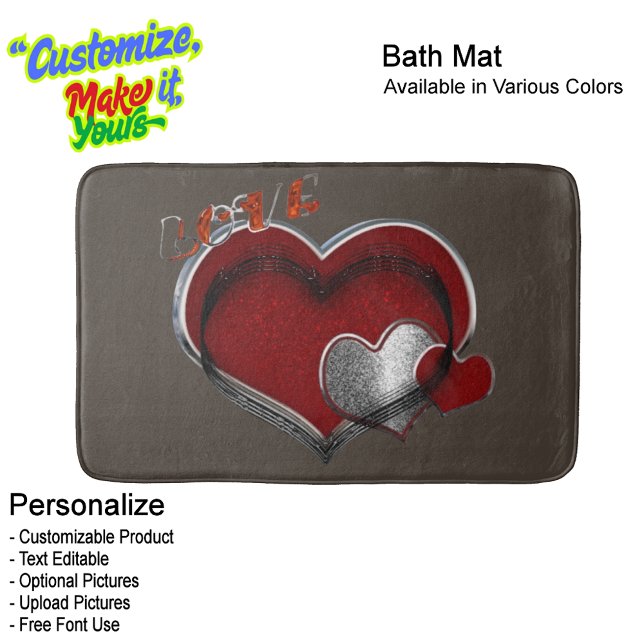 Heart Magic Love Bath Mat with a Brown Background Badematte (Heart Magic Love Bath Mat Featuring a Brown Background.)