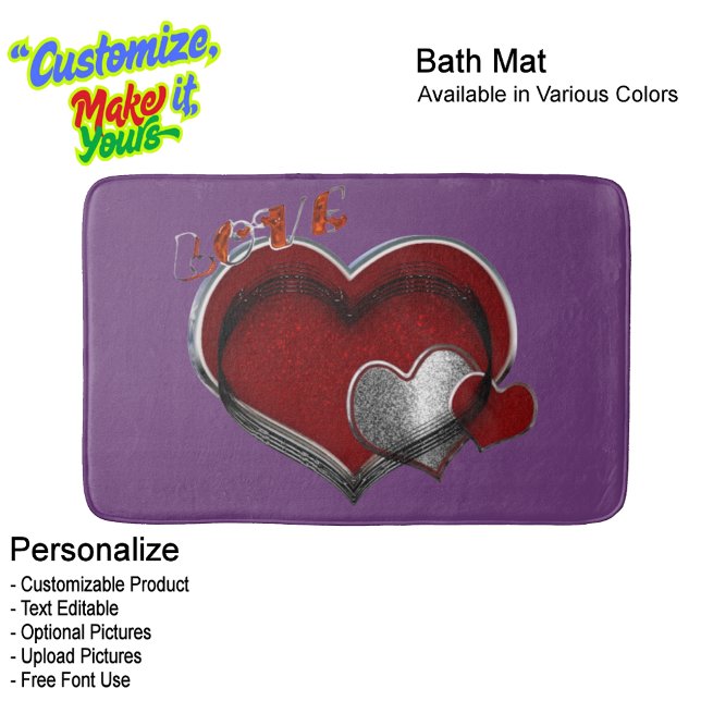 Heart Magic Love Bath Mat with a Purple Background Badematte (Heart Magic Love Bath Mat Featuring a Purple Background.
)
