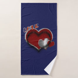 Heart Magic Navy Blue Badezimmer Handtuch Set