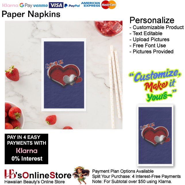 Heart Magic Navy Blue Paper Napkin Gasttuch Serviette (Love Hearts Navy Paper Napkin Guest Towel.)