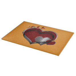 Heart Magic Orange Glass Cutting Board 38,1x27,9cm Schneidebrett