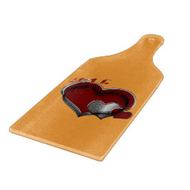 Heart Magic Orange Glass Cutting Board Paddel Schneidebrett