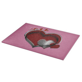 Heart Magic Pink Glass Cutting Board 38,1x27,9cm Schneidebrett