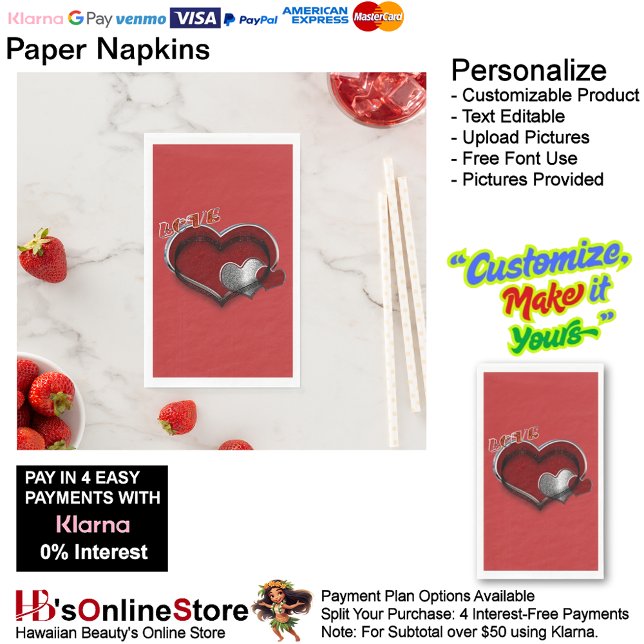 Heart Magic Red Paper Napkin Gasttuch Serviette (Love Hearts Red Paper Napkin Guest Towel.)