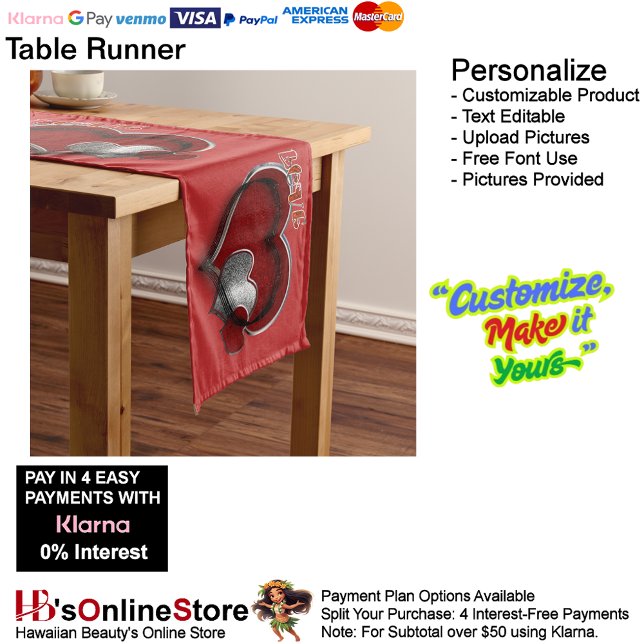 Heart Magic Red Table Runner Haushaltswäsche Großer Tischläufer (Heart Magic Red Table Runner Household Linen.)