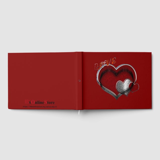 Heart Magic Wedding Guest Book Red Background Gästebuch (Voll)