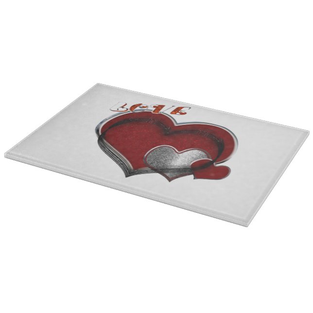 Heart Magic White Glass Cutting Board 27,9x20,3cm Schneidebrett (Ecke)
