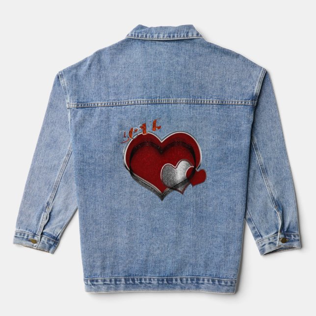 Heart Magic Women's Denim Jean Jacket Erwachsene 2 Jeansjacke (Rückseite)