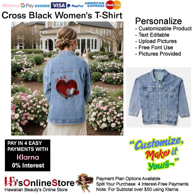 Heart Magic Women's Denim Jean Jacket Erwachsene 2 Jeansjacke (Heart Magic Women's Denim Jean Jacket Adult.)