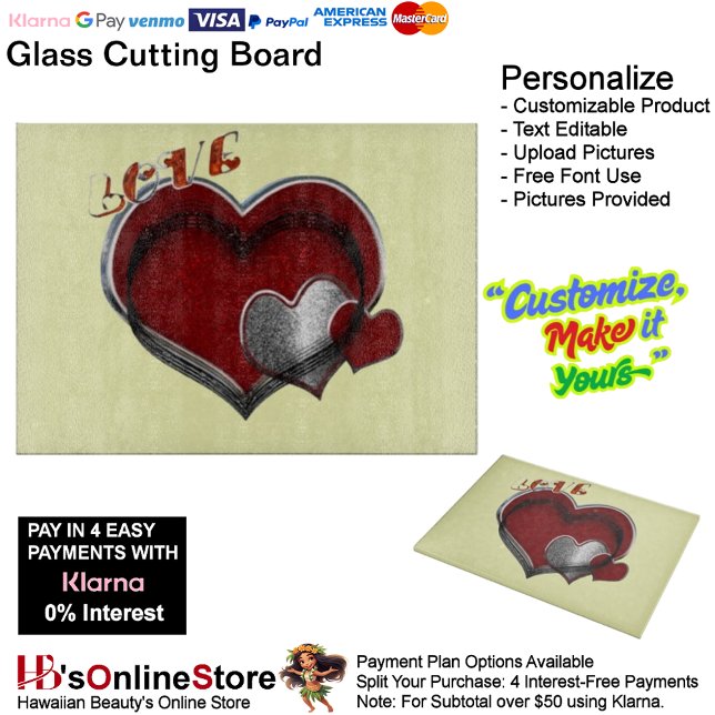 Heart Magic Yellow Glass Cutting Board 38,1x27,9cm Schneidebrett (Love Heart Yellow Kitchen Cooking Glass Cutting Board.)