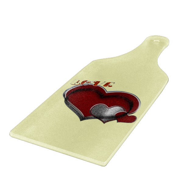 Heart Magic Yellow Glass Cutting Board Paddel Schneidebrett (Ecke)