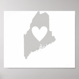 Heart Maine Staat Silhouette Poster