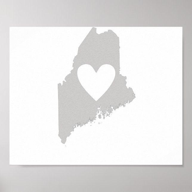 Heart Maine Staat Silhouette Poster (Vorne)