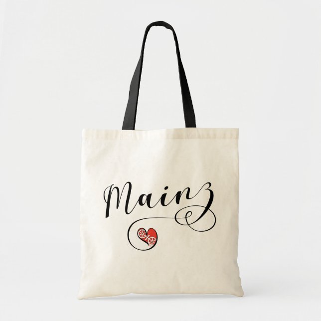 Heart Mainz Flag, I Liebe Mainz, Meenz Tote Bag Tragetasche (Vorne)