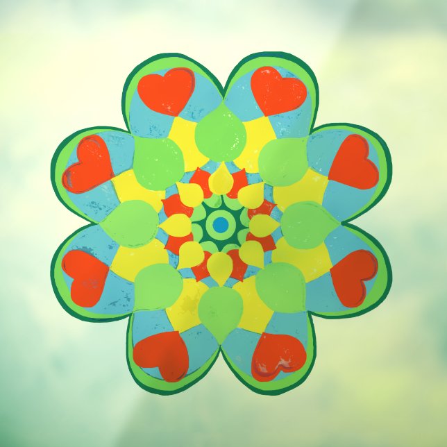 Heart Mandala Fensteraufkleber (Blatt 3)