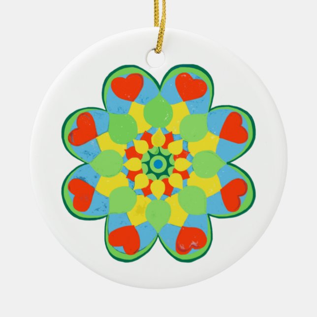 Heart Mandala Keramik Ornament (Vorne)