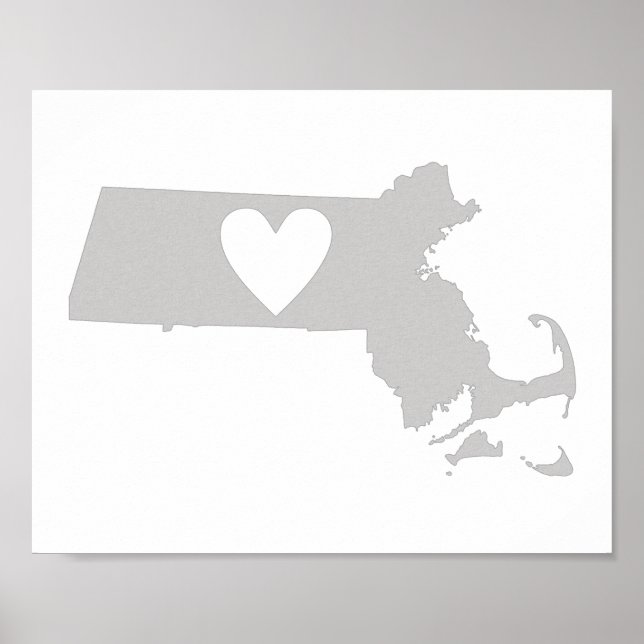 Heart Massachusetts Staat Silhouette Poster (Vorne)