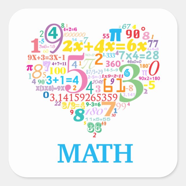 Heart Math Quadratischer Aufkleber (Vorderseite)