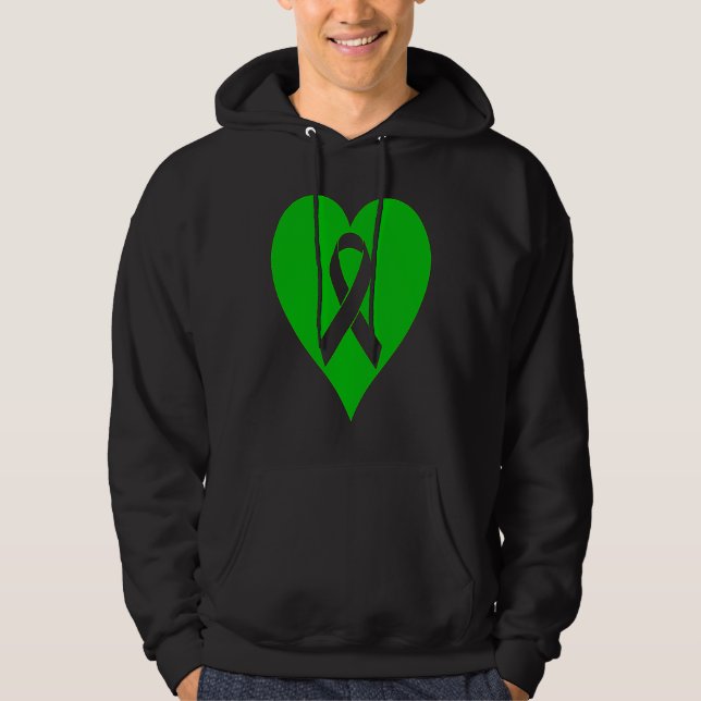 Heart Mental Health Awareness Green Ribbon Support Hoodie (Vorderseite)