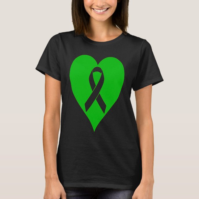 Heart Mental Health Awareness Green Ribbon Support T-Shirt (Vorderseite)