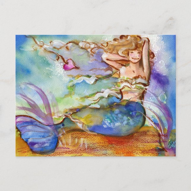 Heart Mermaid Postkarte (Vorderseite)