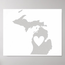 Heart Michigan Staat Silhouette Poster