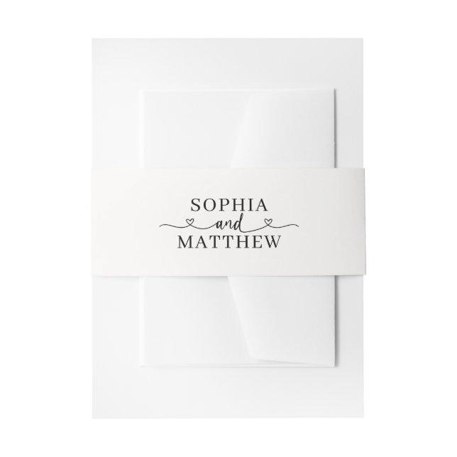 Heart Minimalist Monogram Script Einladungsbanderole (Vorderseite Beispiel)